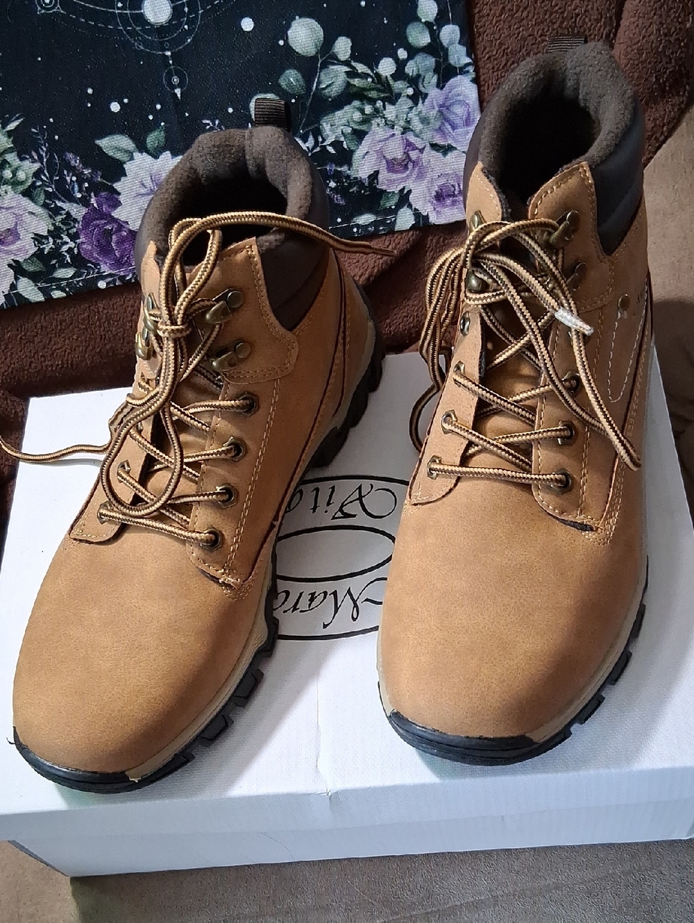 Men's Brown Lace-Up Work Boots - Cushioned Ankle Support MARCO VITALE NEW IN BOX